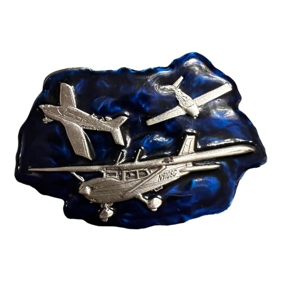 Classic vintage Bergamot Brass works enameled brass belt buckle - Picture 2 of 4